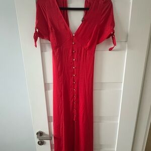 Elegant Red Button-Down Dress